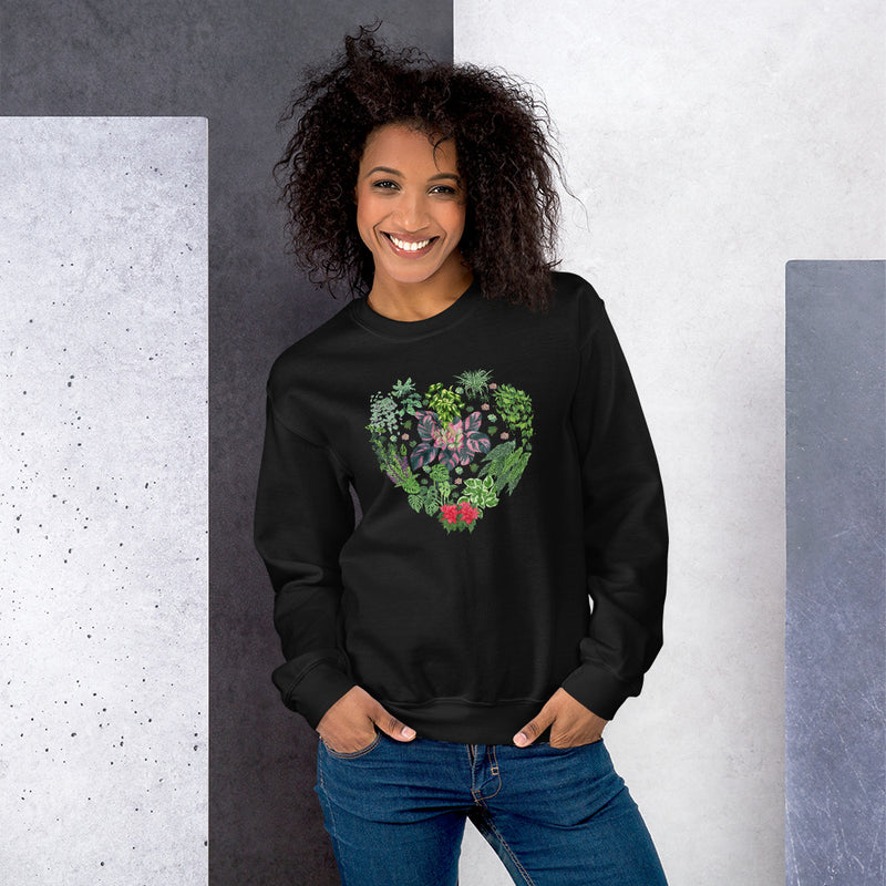 Heart Shape Sweatshirt with Indoor Plant Collection for Plant Lovers [Unisex[