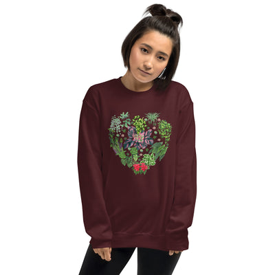 Heart Shape Sweatshirt with Indoor Plant Collection for Plant Lovers [Unisex[