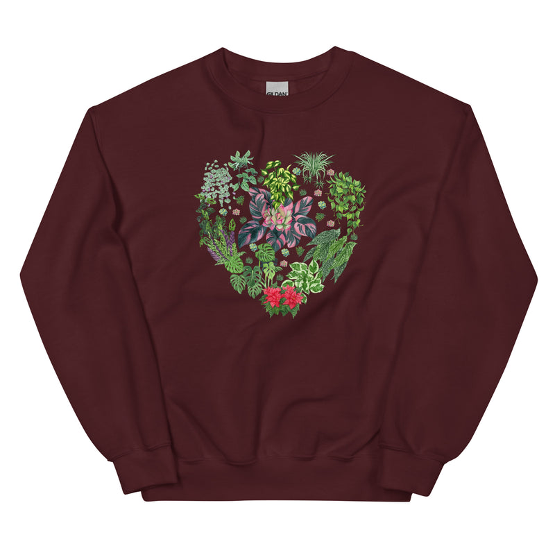 Heart Shape Sweatshirt with Indoor Plant Collection for Plant Lovers [Unisex[