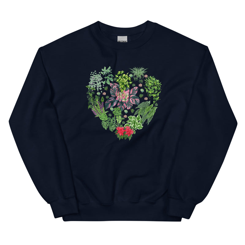 Heart Shape Sweatshirt with Indoor Plant Collection for Plant Lovers [Unisex[