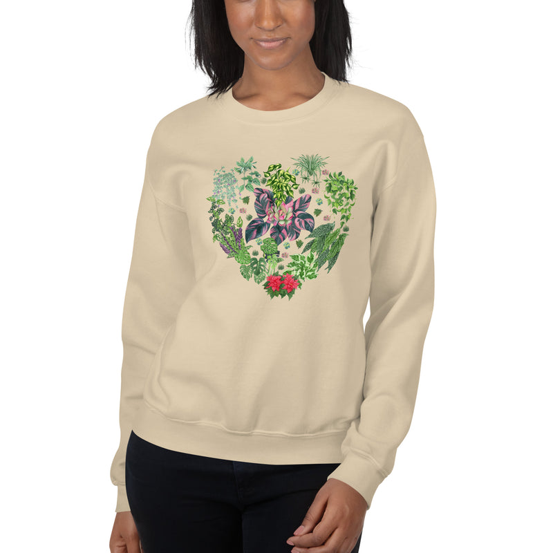 Heart Shape Sweatshirt with Indoor Plant Collection for Plant Lovers [Unisex[